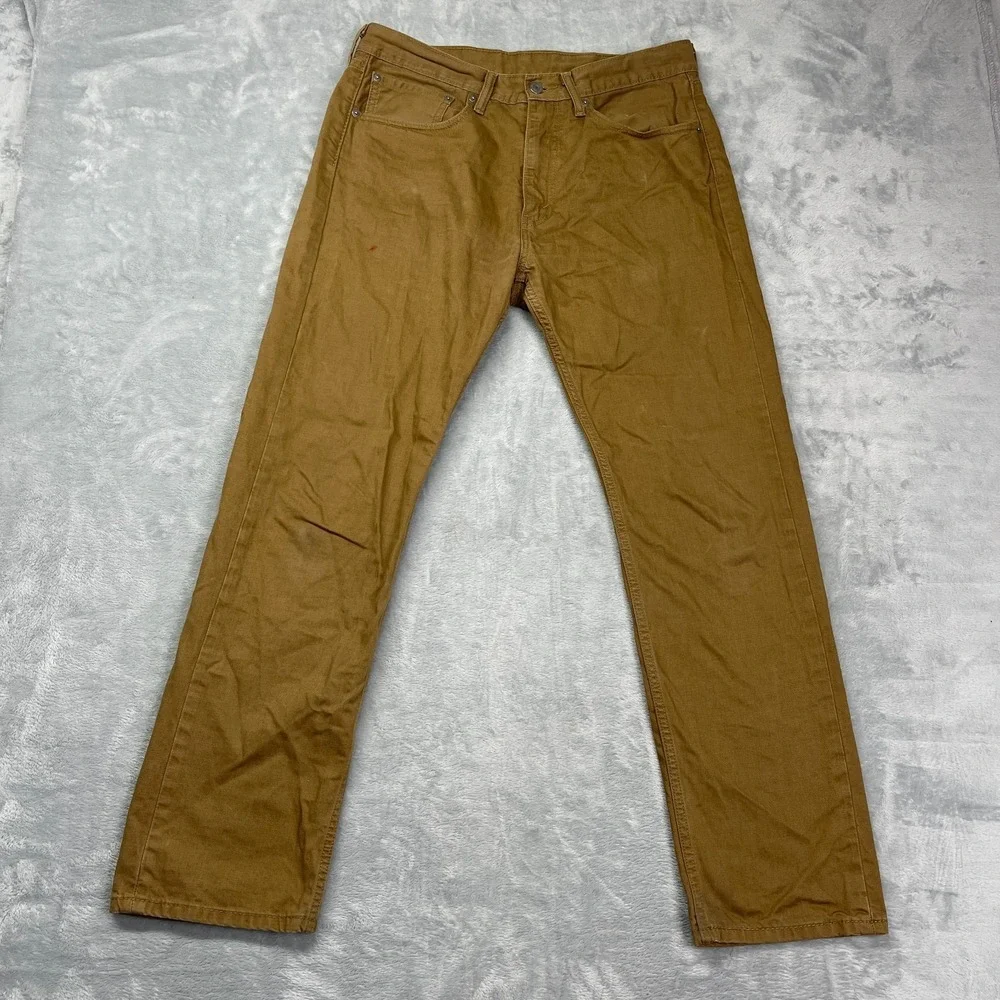 Levi's 505 Pants Mens 34x32 Brown Regular Fit Workwear Straight‎ Leg Outdoor